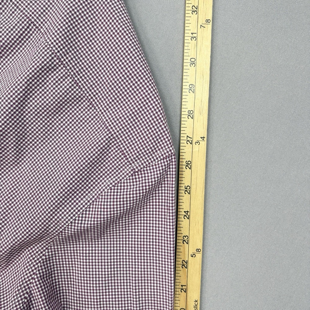 Burberry Brit Button Down Shirt Mens XL Burgundy Gingham Embroidered Logo Pocket - Picture 12 of 16
